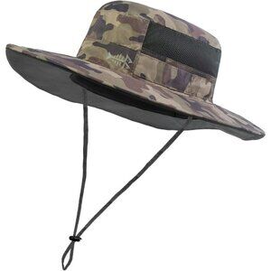Unisex Earth Camo 100% Nylon Wide Brim Mesh Vent Neck Flap Classic Cowboy Hat